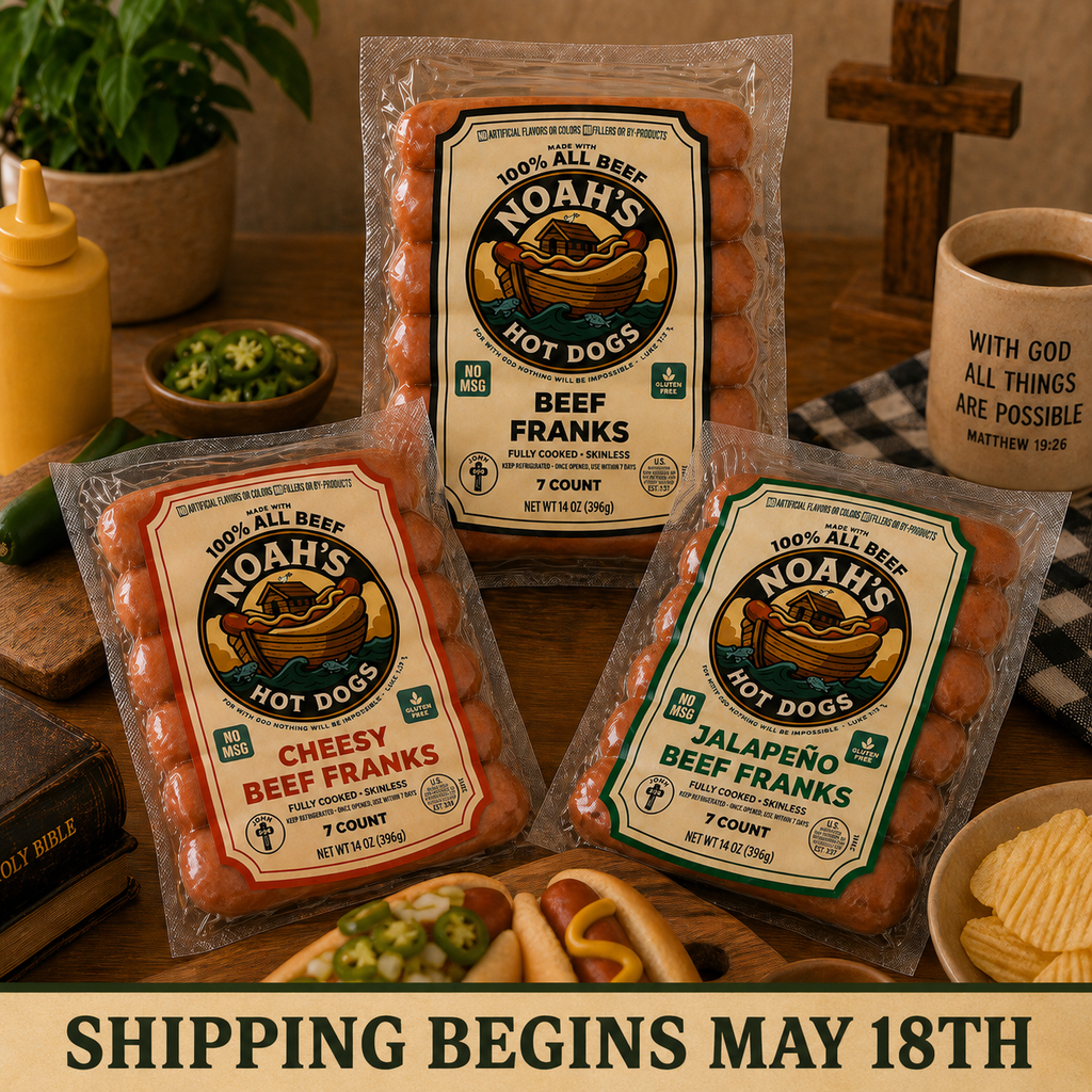 Noah’s 100% Premium All Beef Franks – Case Packs (7 Count • 6 or 12 Packs)