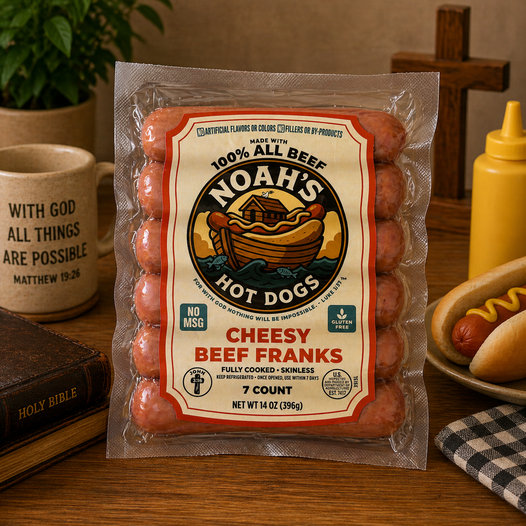 Noah’s 100% Premium All Beef Franks – Case Packs (7 Count • 6 or 12 Packs)
