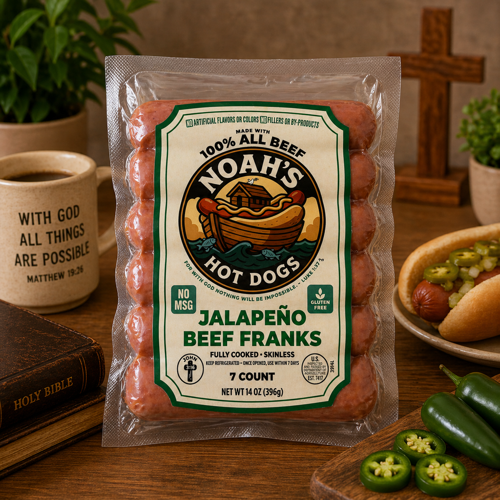 Noah’s 100% Premium All Beef Franks – Case Packs (7 Count • 6 or 12 Packs)